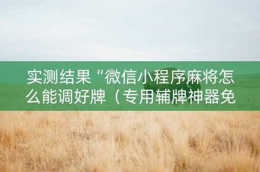 实测结果“微信小程序麻将怎么能调好牌（专用辅牌神器免安装）