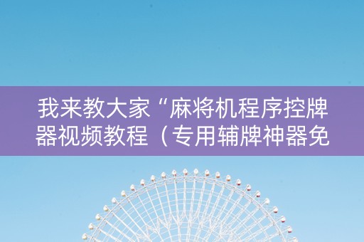 我来教大家“麻将机程序控牌器视频教程（专用辅牌神器免安装）