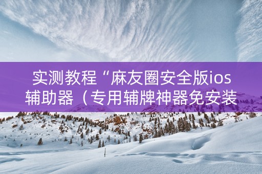 实测教程“麻友圈安全版ios辅助器（专用辅牌神器免安装）