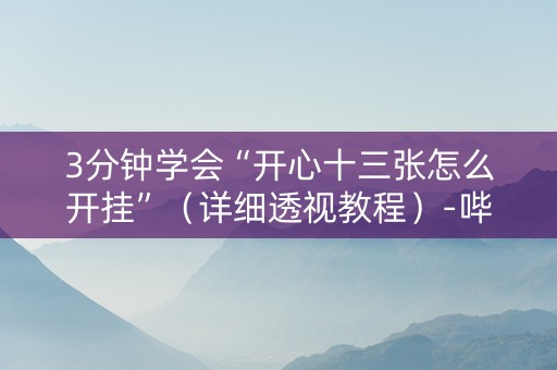 3分钟学会“开心十三张怎么开挂”（详细透视教程）-哔哩哔哩