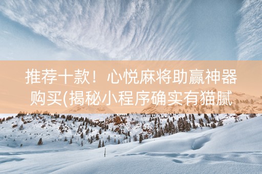 推荐十款！心悦麻将助赢神器购买(揭秘小程序确实有猫腻)