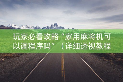 玩家必看攻略“家用麻将机可以调程序吗”（详细透视教程）-哔哩哔哩
