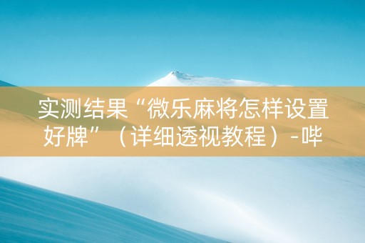 实测结果“微乐麻将怎样设置好牌”（详细透视教程）-哔哩哔哩