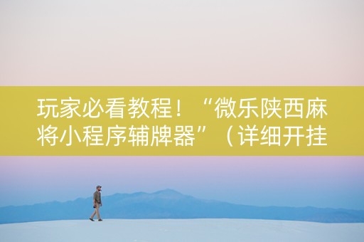 玩家必看教程！“微乐陕西麻将小程序辅牌器”（详细开挂教程）-哔哩哔哩