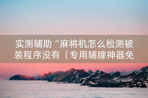 实测辅助“麻将机怎么检测被装程序没有（专用辅牌神器免安装）