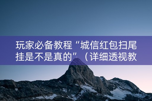 玩家必备教程“城信红包扫尾挂是不是真的”（详细透视教程）-哔哩哔哩