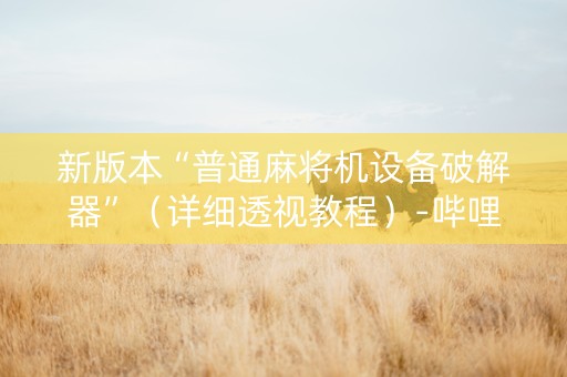 新版本“普通麻将机设备破解器”（详细透视教程）-哔哩哔哩