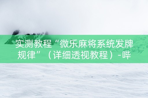 实测教程“微乐麻将系统发牌规律”（详细透视教程）-哔哩哔哩