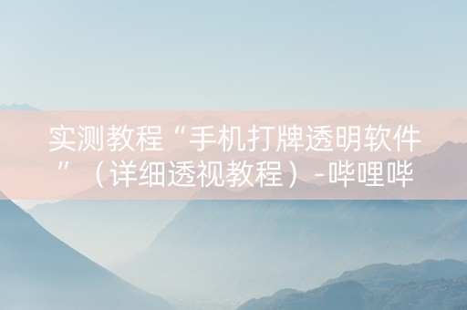 实测教程“手机打牌透明软件”（详细透视教程）-哔哩哔哩