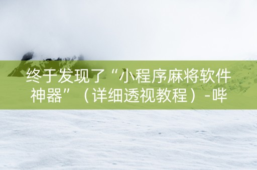 终于发现了“小程序麻将软件神器”（详细透视教程）-哔哩哔哩