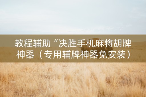 教程辅助“决胜手机麻将胡牌神器（专用辅牌神器免安装）