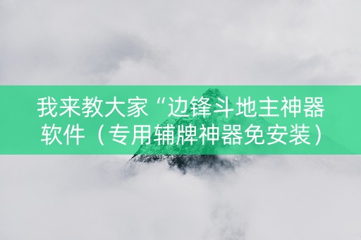 我来教大家“边锋斗地主神器软件（专用辅牌神器免安装）