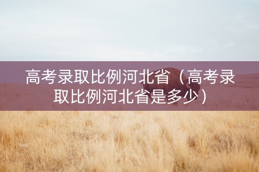 高考录取比例河北省（高考录取比例河北省是多少）