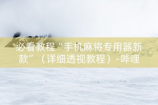 必看教程“手机麻将专用器新款”（详细透视教程）-哔哩哔哩