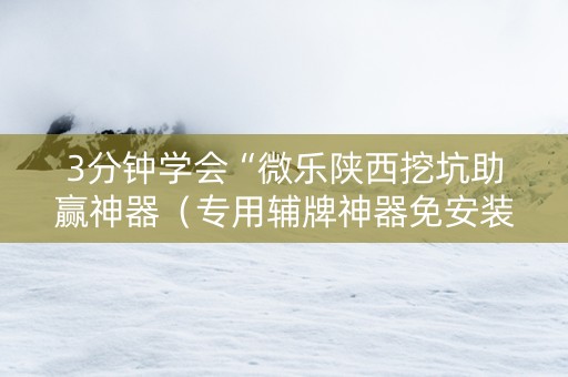 3分钟学会“微乐陕西挖坑助赢神器（专用辅牌神器免安装）