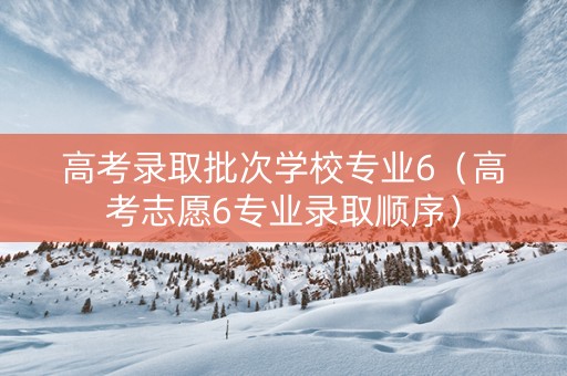 高考录取批次学校专业6（高考志愿6专业录取顺序）