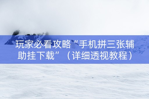 玩家必看攻略“手机拼三张辅助挂下载”（详细透视教程）-哔哩哔哩