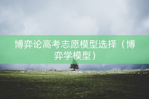 博弈论高考志愿模型选择（博弈学模型）