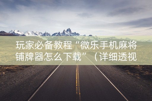 玩家必备教程“微乐手机麻将铺牌器怎么下载”（详细透视教程）-哔哩哔哩
