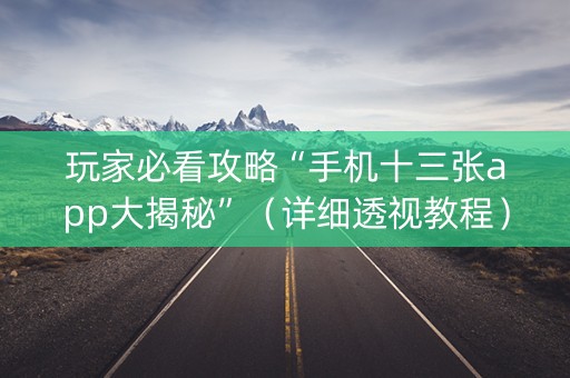 玩家必看攻略“手机十三张app大揭秘”（详细透视教程）-哔哩哔哩