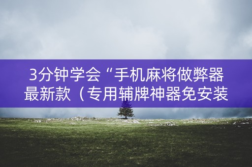 3分钟学会“手机麻将做弊器最新款（专用辅牌神器免安装）