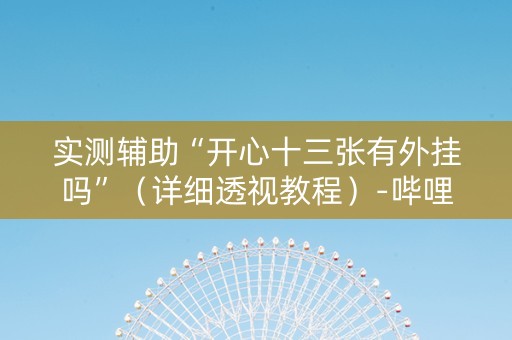实测辅助“开心十三张有外挂吗”（详细透视教程）-哔哩哔哩