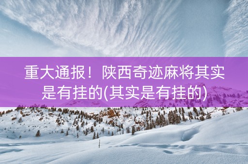 重大通报！陕西奇迹麻将其实是有挂的(其实是有挂的)