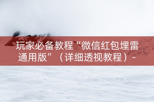 玩家必备教程“微信红包埋雷通用版”（详细透视教程）-哔哩哔哩