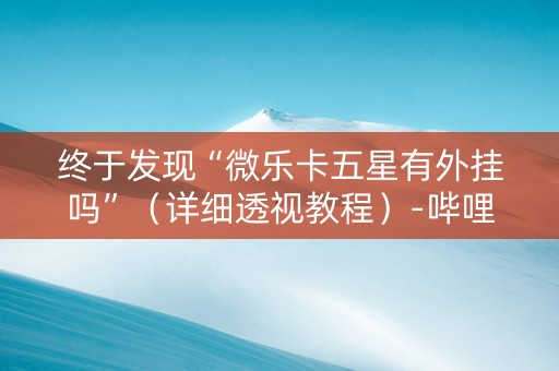 终于发现“微乐卡五星有外挂吗”（详细透视教程）-哔哩哔哩