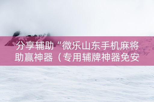 分享辅助“微乐山东手机麻将助赢神器（专用辅牌神器免安装）