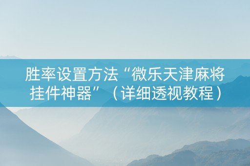 胜率设置方法“微乐天津麻将挂件神器”（详细透视教程）-哔哩哔哩