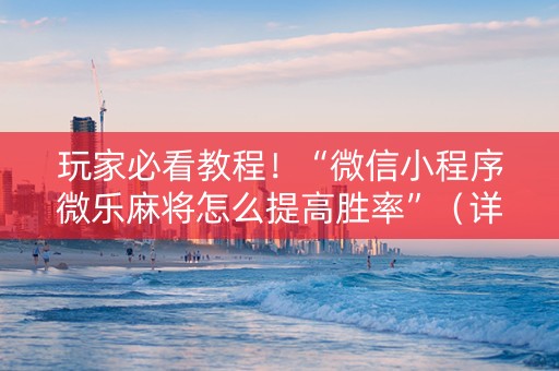 玩家必看教程！“微信小程序微乐麻将怎么提高胜率”（详细辅助教程）-哔哩哔哩