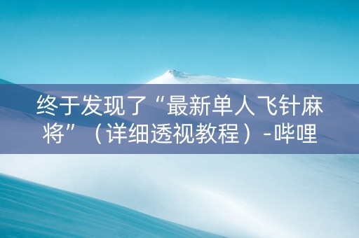 终于发现了“最新单人飞针麻将”（详细透视教程）-哔哩哔哩
