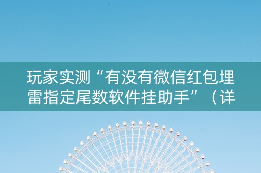 玩家实测“有没有微信红包埋雷指定尾数软件挂助手”（详细透视教程）-哔哩哔哩