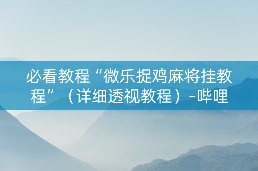 必看教程“微乐捉鸡麻将挂教程”（详细透视教程）-哔哩哔哩