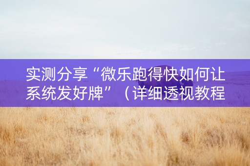 实测分享“微乐跑得快如何让系统发好牌”（详细透视教程）-哔哩哔哩