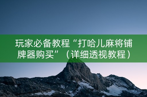 玩家必备教程“打哈儿麻将铺牌器购买”（详细透视教程）-哔哩哔哩