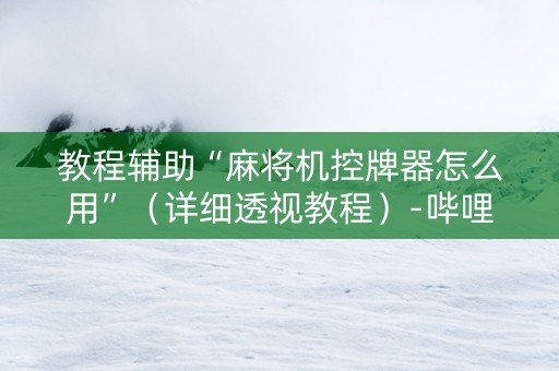 教程辅助“麻将机控牌器怎么用”（详细透视教程）-哔哩哔哩