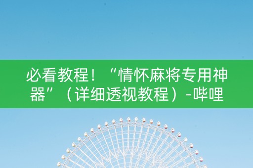 必看教程！“情怀麻将专用神器”（详细透视教程）-哔哩哔哩