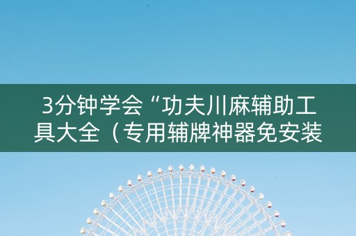 3分钟学会“功夫川麻辅助工具大全（专用辅牌神器免安装）