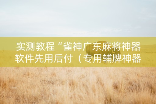 实测教程“雀神广东麻将神器软件先用后付（专用辅牌神器免安装）