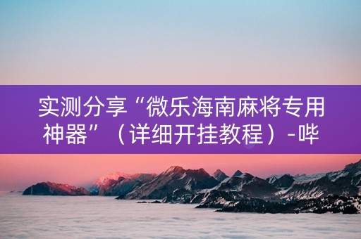 实测分享“微乐海南麻将专用神器”（详细开挂教程）-哔哩哔哩