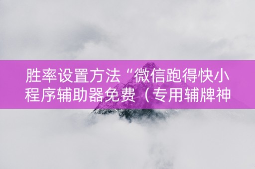 胜率设置方法“微信跑得快小程序辅助器免费（专用辅牌神器免安装）