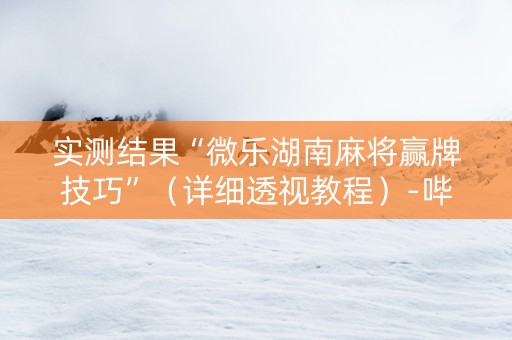 实测结果“微乐湖南麻将赢牌技巧”（详细透视教程）-哔哩哔哩