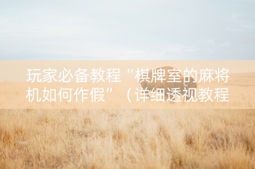 玩家必备教程“棋牌室的麻将机如何作假”（详细透视教程）-哔哩哔哩