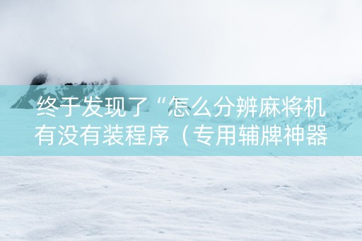 终于发现了“怎么分辨麻将机有没有装程序（专用辅牌神器免安装）
