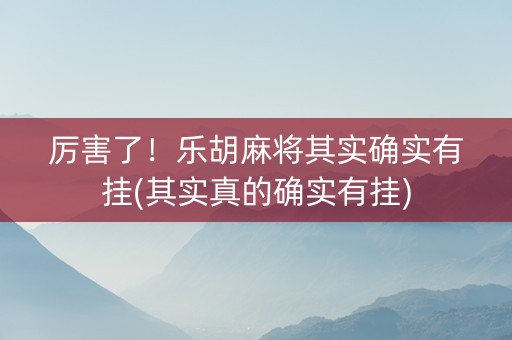 厉害了！乐胡麻将其实确实有挂(其实真的确实有挂)
