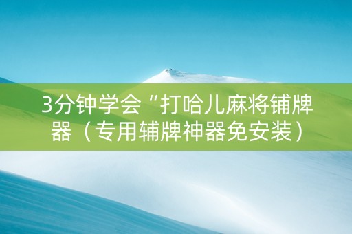 3分钟学会“打哈儿麻将铺牌器（专用辅牌神器免安装）