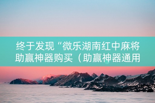 终于发现“微乐湖南红中麻将助赢神器购买（助赢神器通用版）