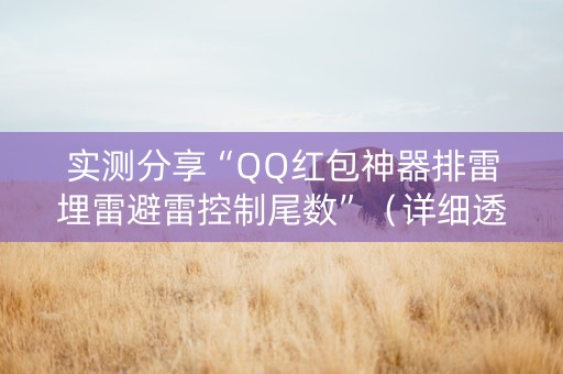 实测分享“QQ红包神器排雷埋雷避雷控制尾数”（详细透视教程）-哔哩哔哩